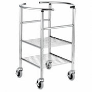 Glownary 30 Qt Stainless Steel Mixing Bowl and Stand Set with Locking Casters, Silver, 24.5x18x33 Inches