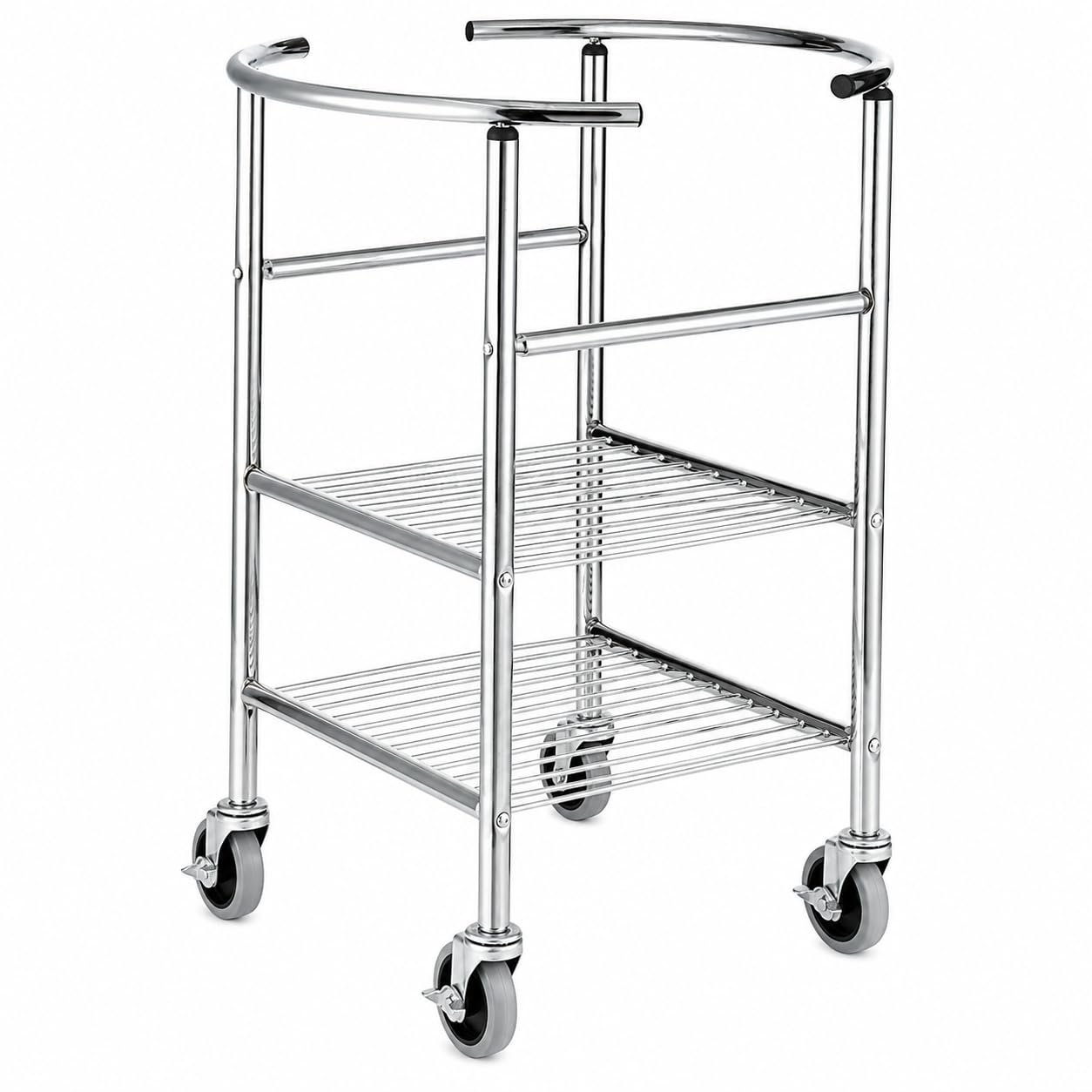 Glownary 30 Qt Stainless Steel Mixing Bowl and Stand Set with Locking Casters, Silver, 24.5x18x33 Inches