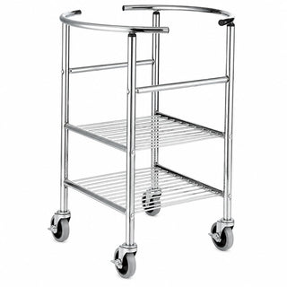 Glownary 30 Qt Stainless Steel Mixing Bowl and Stand Set with Locking Casters, Silver, 24.5x18x33 Inches