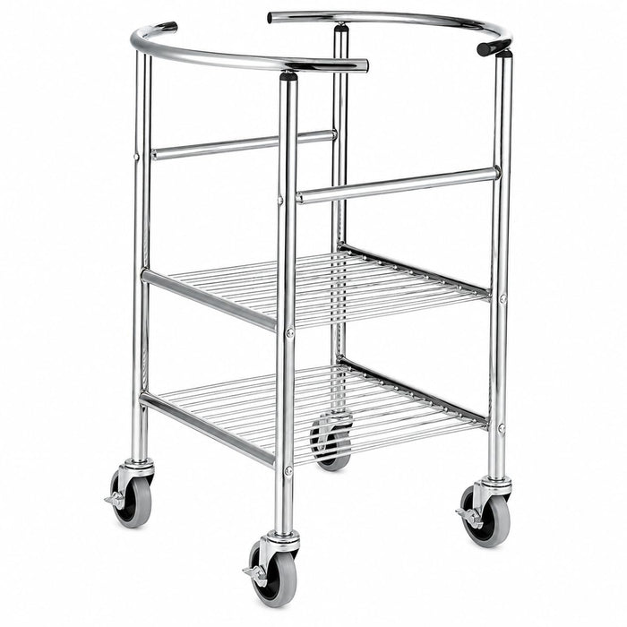 Glownary 30 Qt Stainless Steel Mixing Bowl and Stand Set with Locking Casters, Silver, 24.5x18x33 Inches