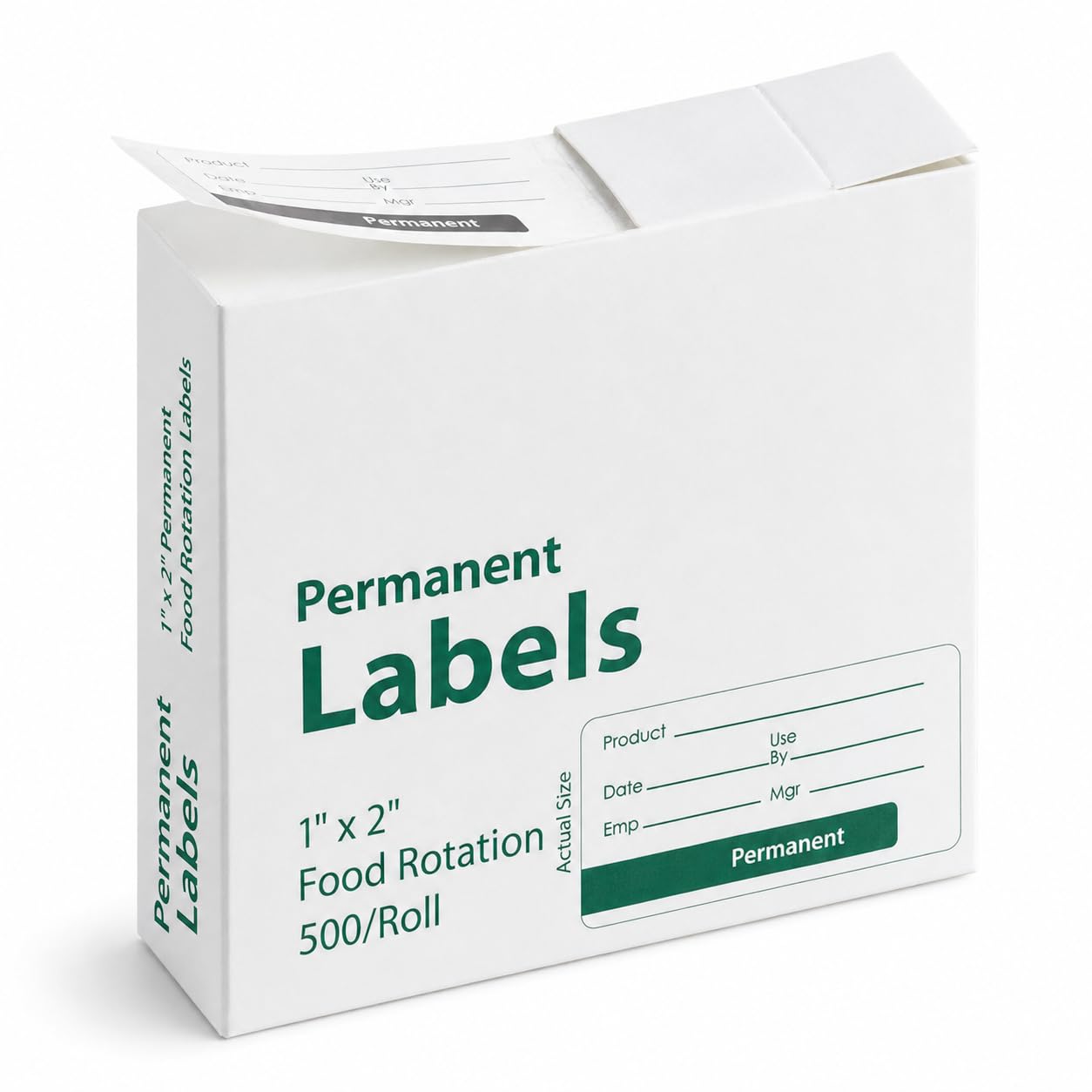 Glownary Permanent Food Rotation Labels, 1" x 2", Black, Paper, Rectangle, 500 Count Roll