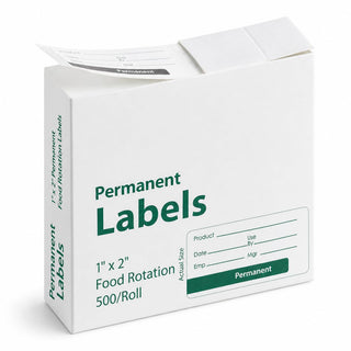 Glownary Permanent Food Rotation Labels, 1" x 2", Black, Paper, Rectangle, 500 Count Roll