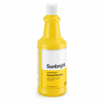Glownary Sunbright Commercial Liquid Dish Soap, Lemon Scent, 32 oz, High-Sudsing Formula, pH Balanced