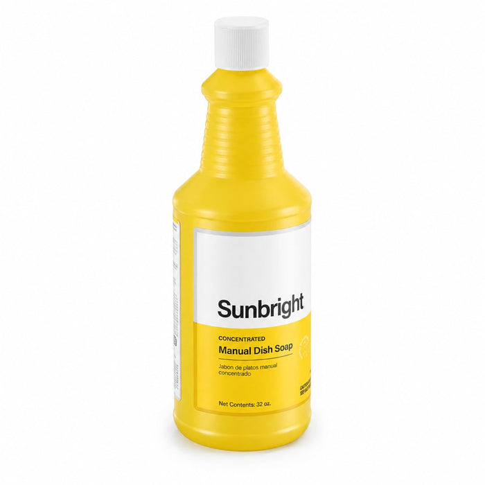 Glownary Sunbright Commercial Liquid Dish Soap, Lemon Scent, 32 oz, High-Sudsing Formula, pH Balanced