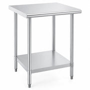 Glownary 30" x 30" Stainless Steel Work Table with Undershelf, 18 Gauge 430 Steel, Galvanized Legs