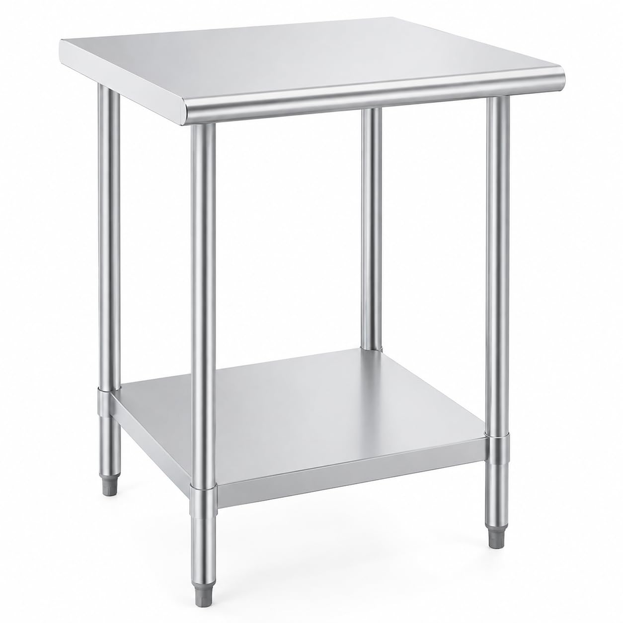 Glownary 30" x 30" Stainless Steel Work Table with Undershelf, 18 Gauge 430 Steel, Galvanized Legs