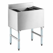 Glownary 18" x 24" Underbar Ice Bin with Bottle Holders, Stainless Steel, 77 lb Capacity, Silver, Freestanding