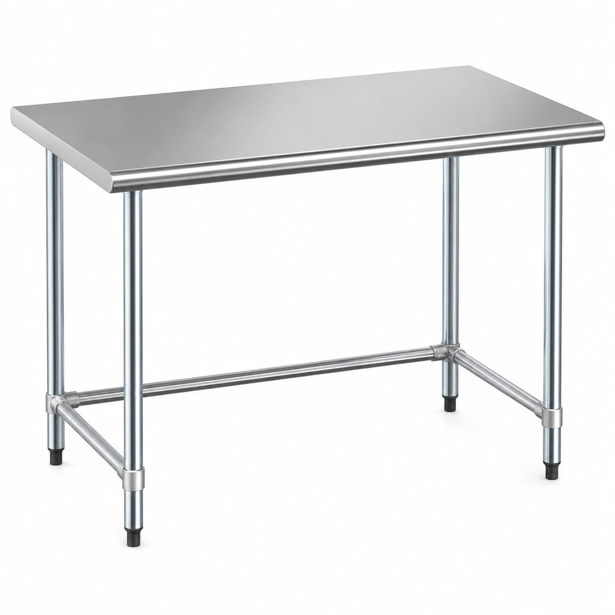 Glownary 30" x 48" Stainless Steel Work Table, 18-Gauge Type 430, Open Base, Galvanized Steel Legs, Commercial Kitchen
