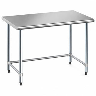 Glownary 30" x 48" Stainless Steel Work Table, 18-Gauge Type 430, Open Base, Galvanized Steel Legs, Commercial Kitchen