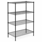 Glownary NSF Black Epoxy Wire Shelving Unit, 24x48 Inch, 4 Shelves with 72 Inch Posts, 1200 lb Capacity, Metal Storage Rack for Dry and Moist Environments