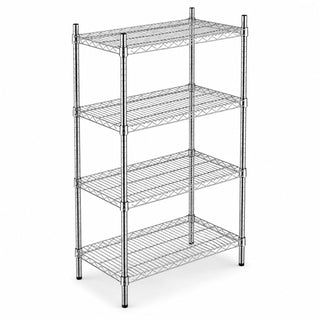 Glownary Chrome Wire Shelving Unit, 18 x 24 Inch, 4 Shelves with 54 Inch Posts, NSF Listed, 1200 lb Capacity, Silver, for Warehouse and Office Storage