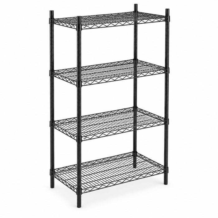 Glownary Black Epoxy Wire Shelving Unit, 18 x 24 Inch, 4 Shelves with 54 Inch Posts, NSF Listed, 1200 lb Capacity, for Warehouse, Office, Moist Environments