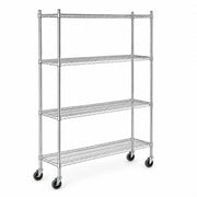 Glownary Chrome Wire Shelving Unit, 14 x 48 Inches, 4 NSF Shelves with 72 Inch Posts, Mobile Storage Rack with Casters, Silver, for Office, Retail, Dry Environments