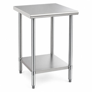 Glownary 24 x 24 Inch Stainless Steel Work Table, 18 Gauge 430 Grade, Galvanized Undershelf, Adjustable Feet, NSF Listed, Light Duty Commercial Kitchen Prep Station
