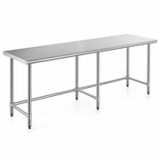 Glownary 30" x 96" Stainless Steel Work Table, 18-Gauge 430, Open Base, Galvanized Steel Legs, Commercial Kitchen