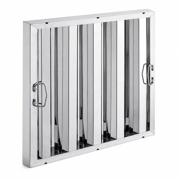 Glownary Stainless Steel Commercial Hood Filter, 20 x 20 x 1.5 Inch, Dishwasher Safe, Vertical Baffles, Drop Handles