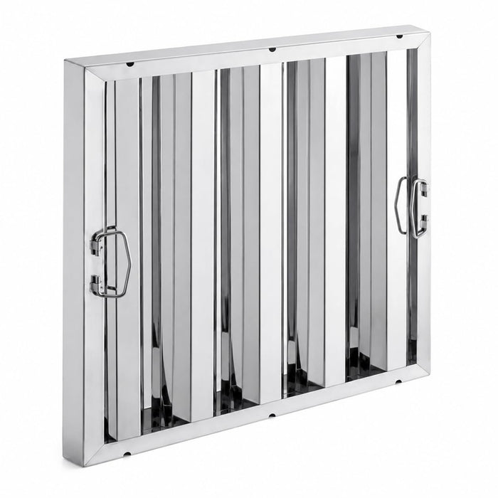 Glownary Stainless Steel Commercial Hood Filter, 20 x 20 x 1.5 Inch, Dishwasher Safe, Vertical Baffles, Drop Handles