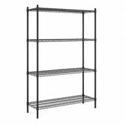 Glownary NSF Black Epoxy Wire Shelving Unit, 4-Shelf Metal Storage Kit, 14x48 Inches with 72 Inch Posts, 1200 lb Capacity, for All Environments