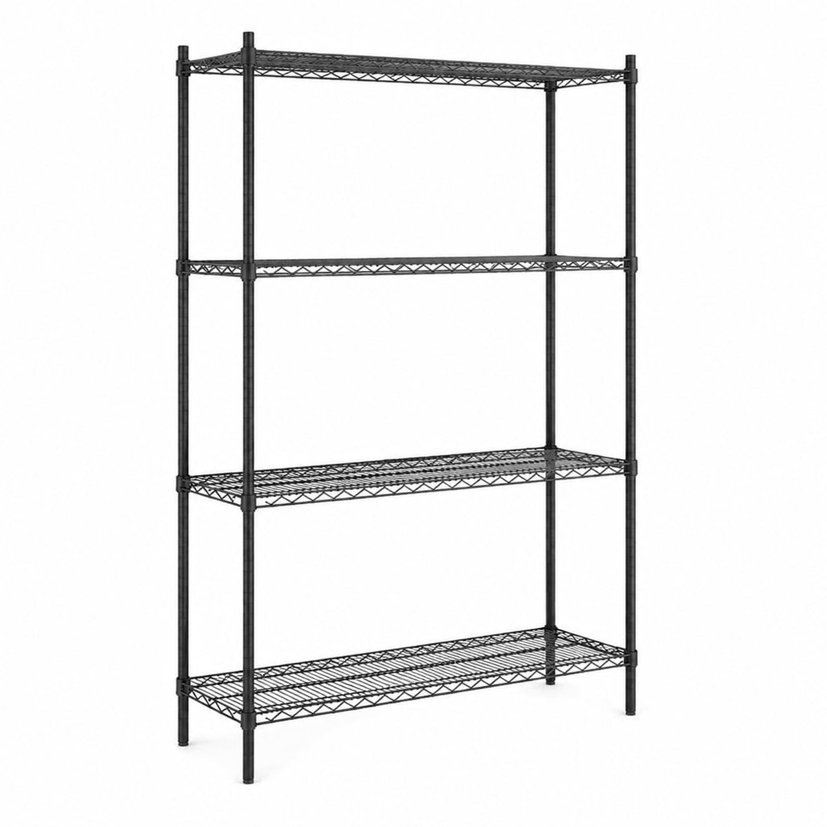 Glownary NSF Black Epoxy Wire Shelving Unit, 4-Shelf Metal Storage Kit, 14x48 Inches with 72 Inch Posts, 1200 lb Capacity, for All Environments