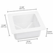 Glownary Floor Drain Strainer, White Plastic, 11 3/4" x 11 3/4" x 4 3/16", Flanged with 3/16" Holes view 2