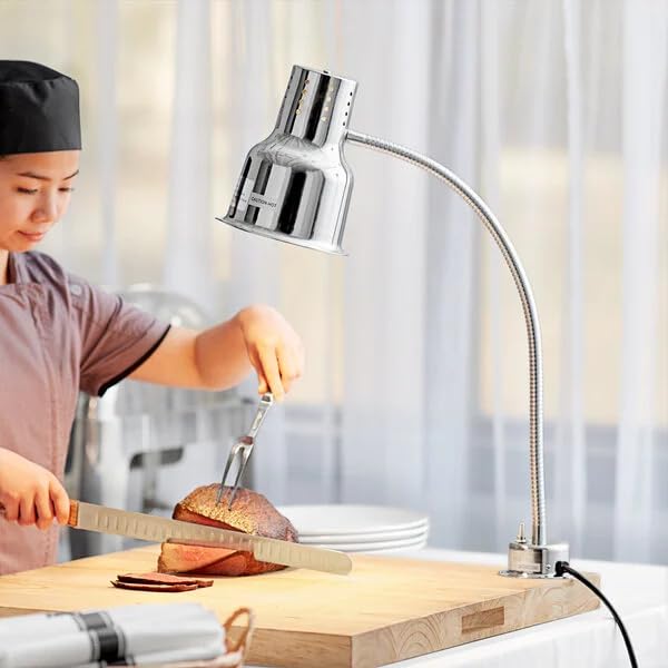 24″ Stainless Steel Carving Station Kit with 250W Heat Lamp, Cutting Board, Drip Pan & Mounting Hardware – Commercial Food Warming Station for Catering, Hotels & Restaurants – 120V view 4