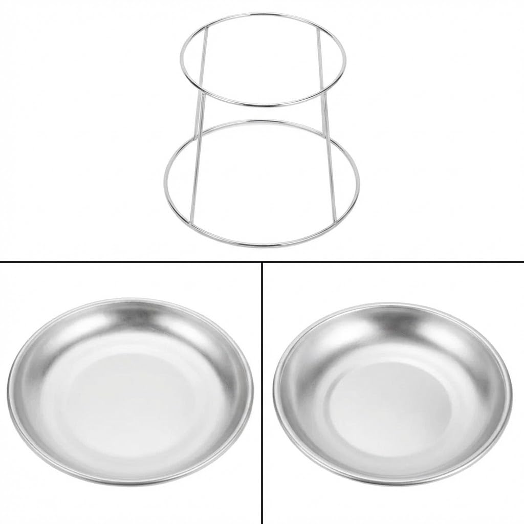 Glownary 2-Tier Seafood Tower Set with Stand, Aluminum, Round, Silver Finish, Small Trays, 13 Gauge view 2