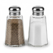 Mushroom Top Salt and Pepper Shaker Set, 2 oz, Clear Glass with Stainless Steel Lid, Round, 3 3/4 Inches, 12 Pack