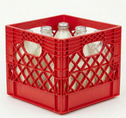 Glownary 4-Pack Red Square Milk Crate, Polyethylene, 13x13x11 Inches, Stackable with Handle, 250 lb Capacity
