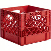 Glownary 4-Pack Red Square Milk Crate, Polyethylene, 13x13x11 Inches, Stackable with Handle, 250 lb Capacity view 2