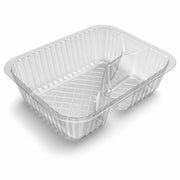 Glownary Small Clear 2 Compartment Plastic Nacho Tray, Rectangle, 6x5x1.5 Inches, 12.1 oz Capacity, 500 Count