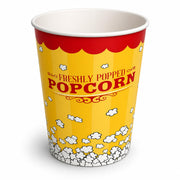 Glownary 32 oz. Popcorn Cup, Multicolor, Grease Proof Paperboard, Round, 500 Count, Stackable, No PFAS Added