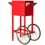 Glownary PM4CART Cart for 4 oz Popcorn Popper, Red Steel with Side Shelf, 16 Inch Wheels, Indoor Use