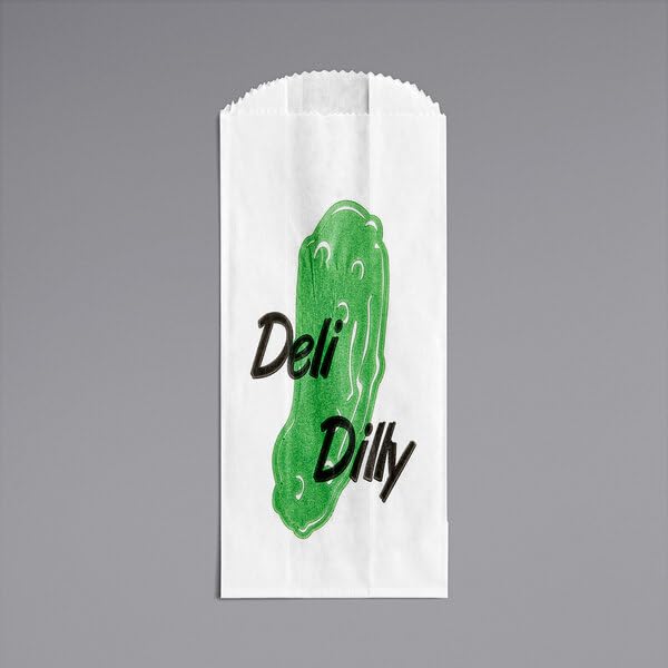 Glownary Printed Paper Pickle Bag, 3 Inches, White, Kraft Paper, 6 1/2 Inches Height, 2000 Count