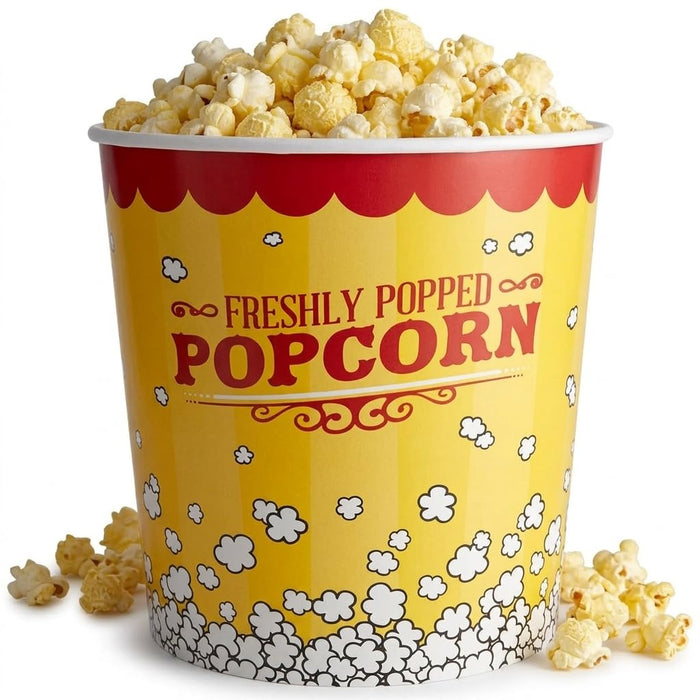 Glownary Popcorn Bucket, 170 oz, Multicolor, Round, Grease Proof Paperboard, 8 1/8 Inches Height, 150 Count