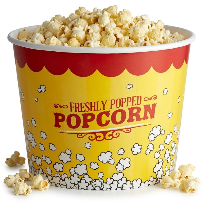 Glownary Popcorn Bucket, 85 oz, Multicolor, Round, Grease Proof Paperboard, 150 Count