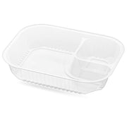 Glownary Large Two Compartment Plastic Nacho Tray, Clear, Rectangle, 8x6x1.5 Inches, 22.4 oz, 500 Count