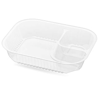 Glownary Large Two Compartment Plastic Nacho Tray, Clear, Rectangle, 8x6x1.5 Inches, 22.4 oz, 500 Count