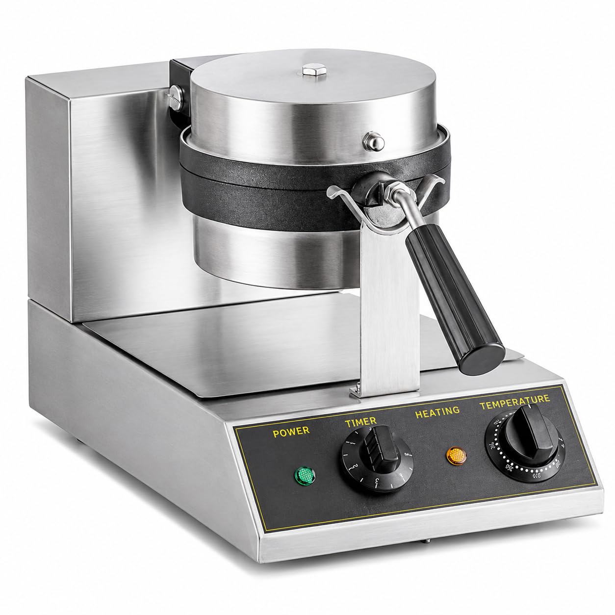 Glownary Belgian Waffle Maker with Timer, Non-Stick, Rotating, 7.5 Inch Round, 1100W, Electric, 120V