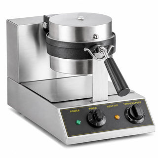 Glownary Belgian Waffle Maker with Timer, Non-Stick, Rotating, 7.5 Inch Round, 1100W, Electric, 120V