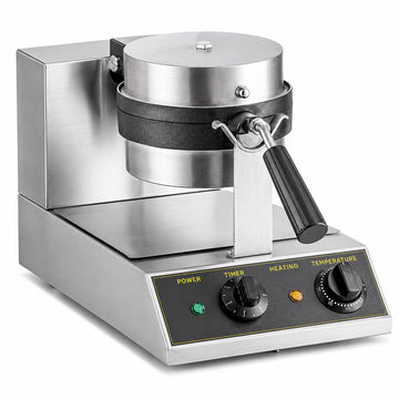 Glownary Belgian Waffle Maker with Timer, Non-Stick, Rotating, 7.5 Inch Round, 1100W, Electric, 120V