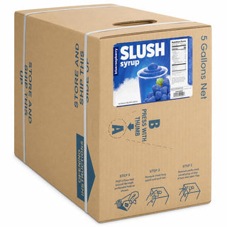 Glownary Blue Raspberry Slushy Syrup, 5 Gallon Bag in Box, 5:1 Concentrate, Gluten-Free