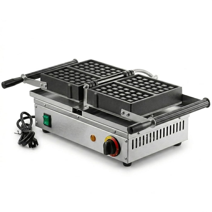 Glownary WBS180 Belgian Waffle Maker, Brussels/Liege Style, 1500W, 120V, Non-Stick Aluminum Grids, 4x6 Inch Rectangle