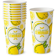 Glownary 16 oz. Poly Paper Lemonade Cup, White and Yellow, Disposable, Round, 1000 Count