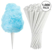 Glownary White Cotton Candy Cones, Paper, 1000 Count, Heavy-Duty, Triple-Wrapped Handle