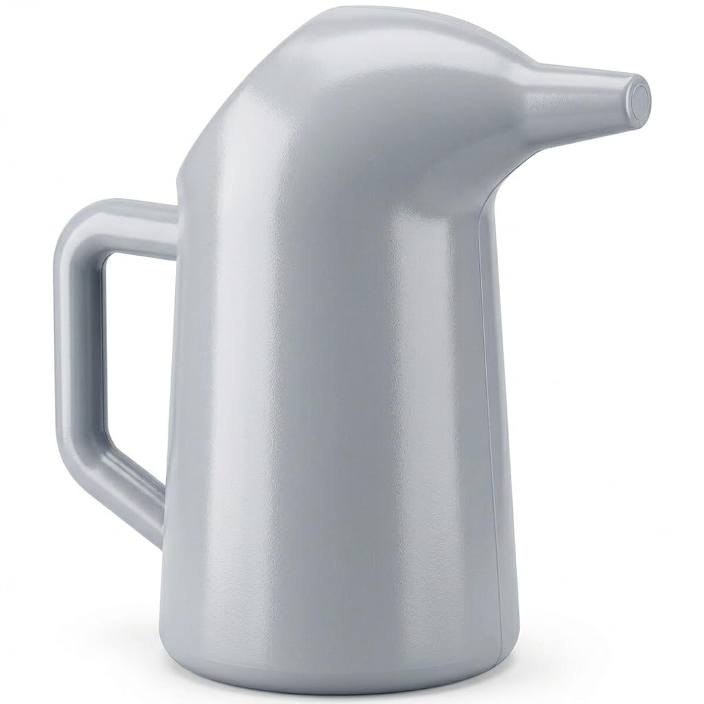 Glownary 2 Qt. Funnel Cake Batter Pouring Pitcher, Gray Plastic, 64 oz Capacity, Round Dispenser with Handle