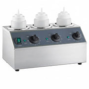 Glownary Triple Sauce Bottle Warmer, 32 oz Capacity, Stainless Steel, 600W Electric, 3 Compartments, 16x9x8 Inches, Includes 6 Squeeze Bottles view 2