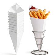 Glownary White Square Cardboard Fry Cone, 15 oz., Grease-Resistant, 6x10.5 Inches, 500 Count