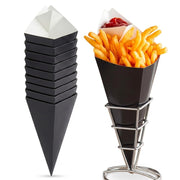 Glownary 15 oz. Black Square Cardboard Fry Cone, Grease-Resistant, 6x10.5 Inches, 500/Case