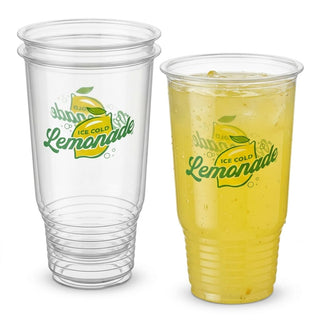 Glownary 32 oz. PET Lemonade Cup, Clear, Round, BPA Free, Recyclable, 7 Inches Height, 500 Count