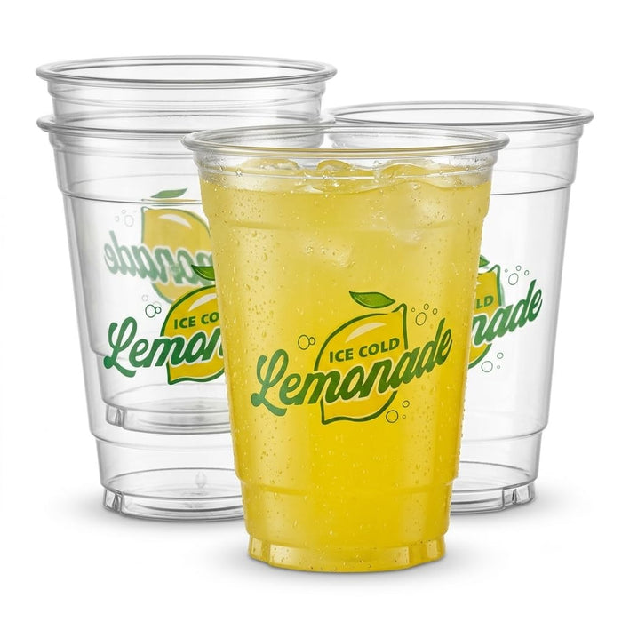 Glownary 12 oz. PET Lemonade Cup, Clear, Round, BPA Free, Recyclable, 1000 Count